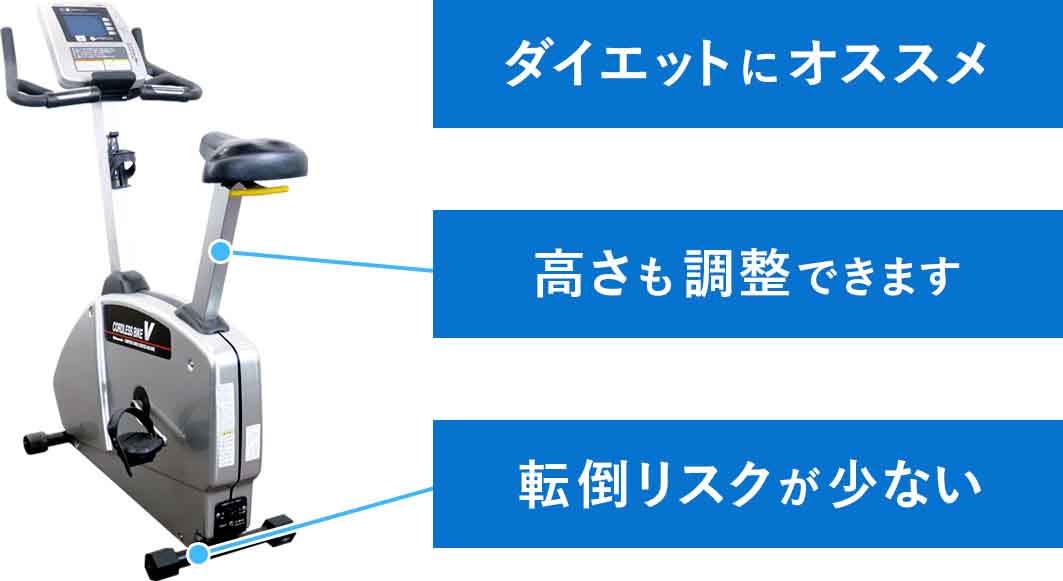 「エルゴメーター」:固定されて安全な自転車風の形をしたペダルを漕ぐマシン!ダイエットにオススメ!